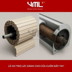 COMBO CỬA CUỐN KINH TẾ 3 4 LÒ XO TRỢ LỰC - CỬA CUỐN ĐẨY TAY
